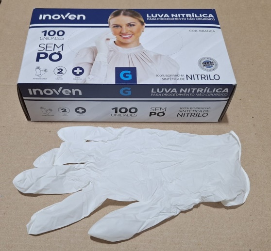 LUVA NITRILICA BRANCA C100 TAM.G